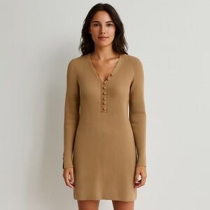 Club Monaco Camel Ribbed Knit Sweater Dress – Size L